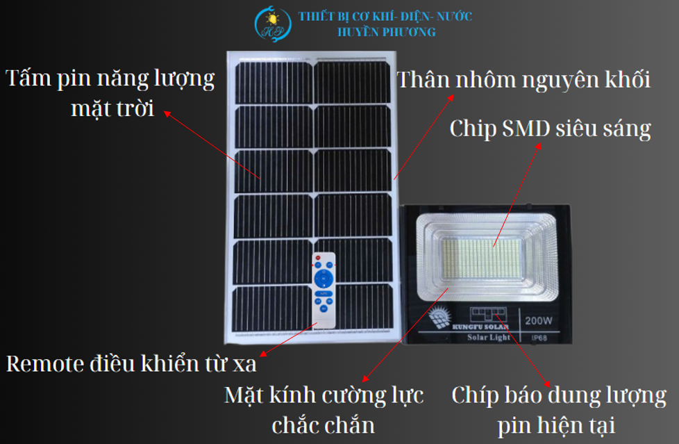 Cấu tạo đèn năng lượng mặt trời 200W